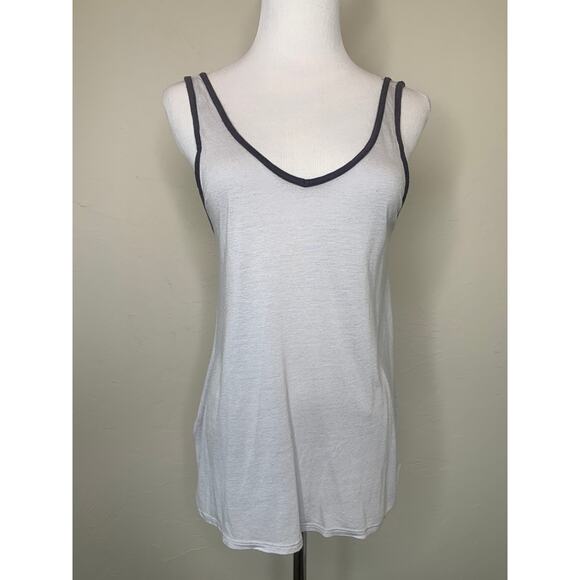 free press Tops - Free Press Thin Tank Top Gray Dark Gray Trim Sz XS